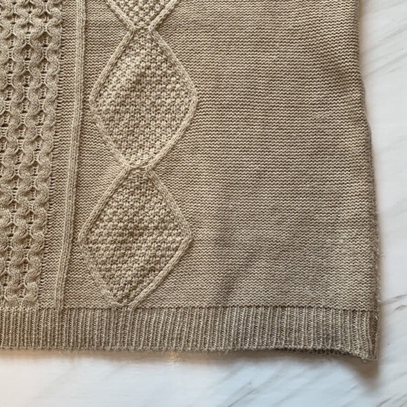 89th & Madison | Heathered Tan Open Knit Lightweight Cowl Neck Plus Size 2X - Picture 5 of 7